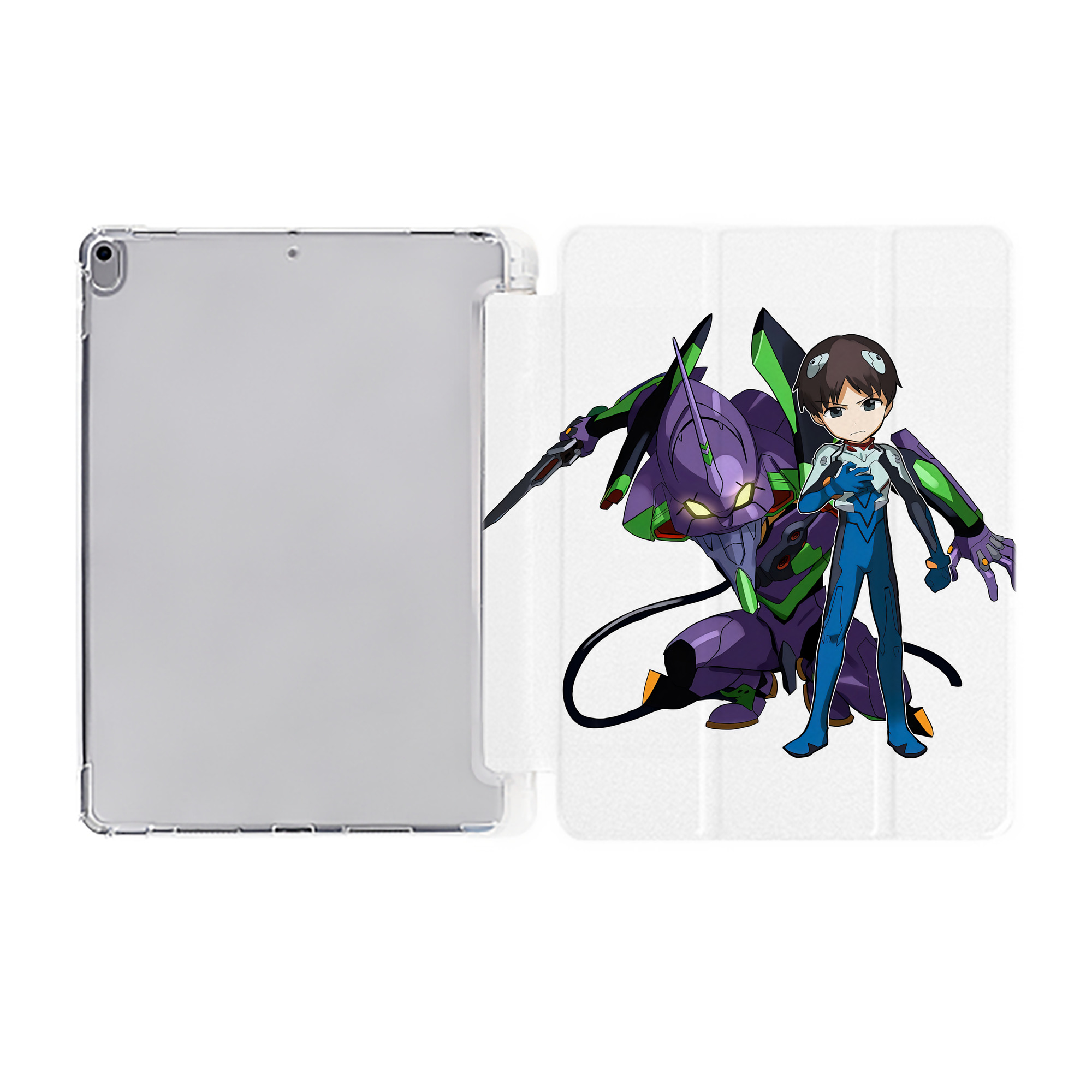 （画像用） EVA 新世紀エヴァンゲリオン IPad ケース ペン収納付き 三つ折りスタンド PUレザー×シリコン 対応機種9.5/10.5/10.9インチ